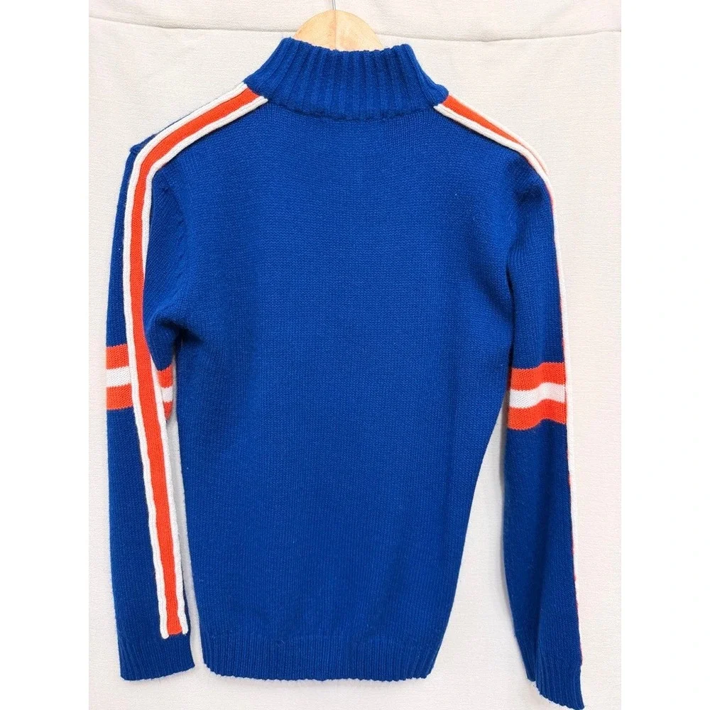 Vintage Edmonton Oilers NHL Ilanco Quarter Zip Knit Sweater Medium 678541H